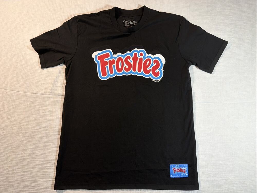 Frostiez Graphic T-Shirt Mens Large Standard Black Cotton Streetwear Made in USA